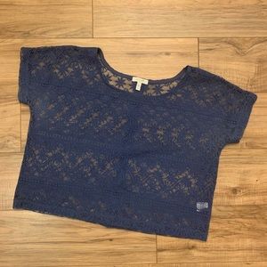 DELIA*S | Blue Lace Button Back Crop Top | L